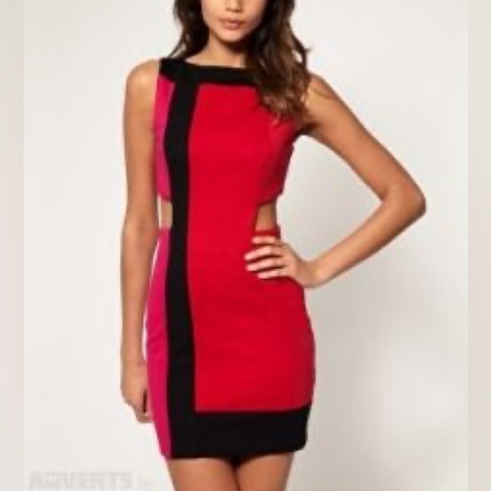 ASOS Bodycon Color-block dress Elegant Red and Black Women's Dress size US4 NWOT